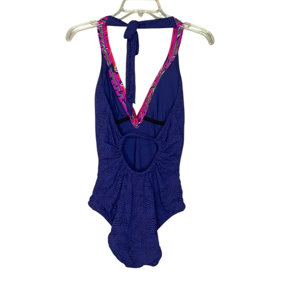 Trina Turk Navy One Piece with Multicolor V-Neck - Picture 4 of 7